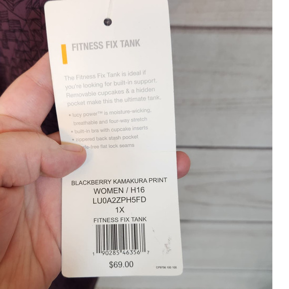 Lucy Women's Blackberry Kamakura Print Sleeveless Fitness‎ Fix Tank Top Size 1X - Picture 5 of 7